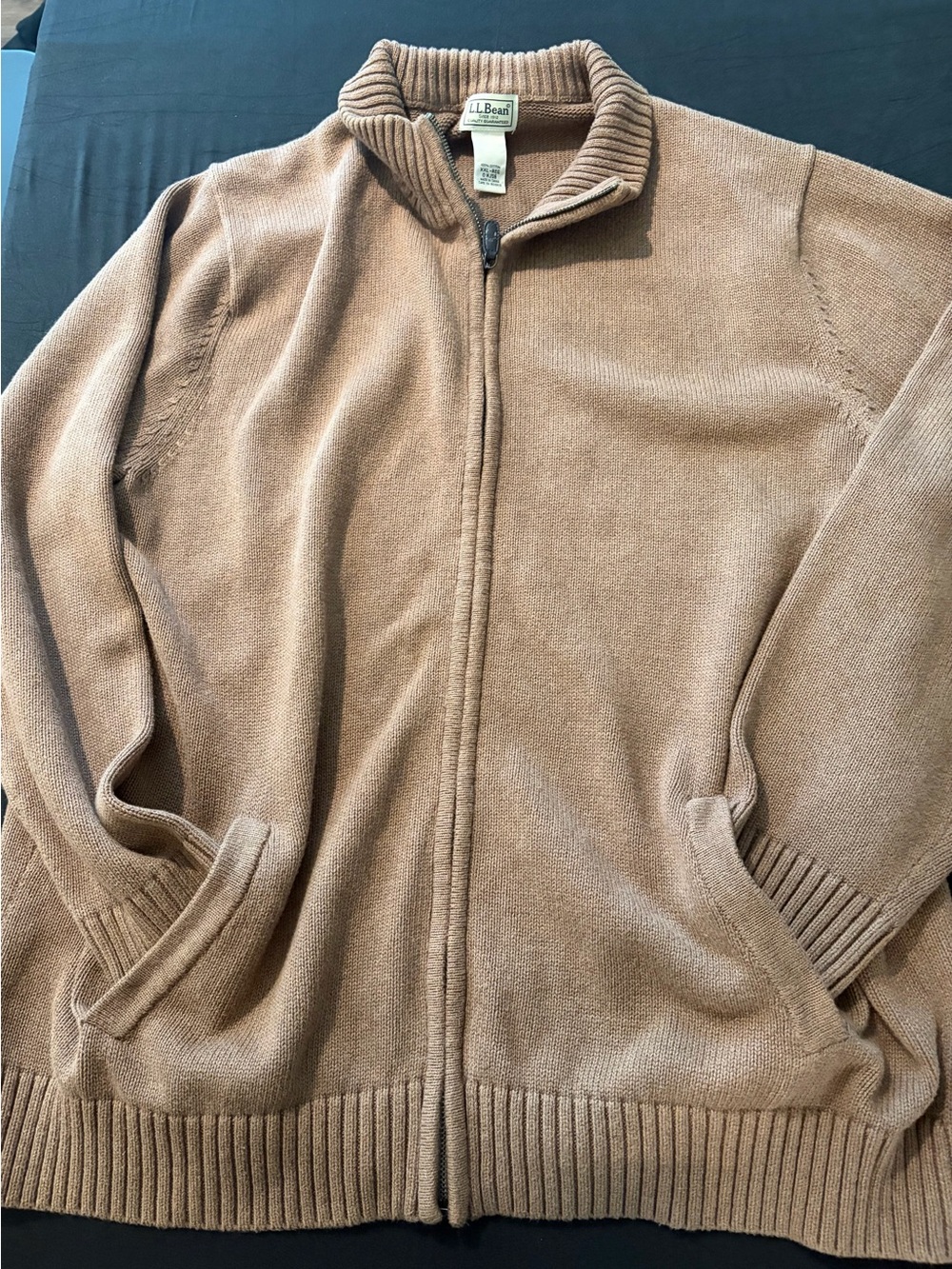 L.L. Bean Men's Zip-Up Sweater Jacket in Light Brown